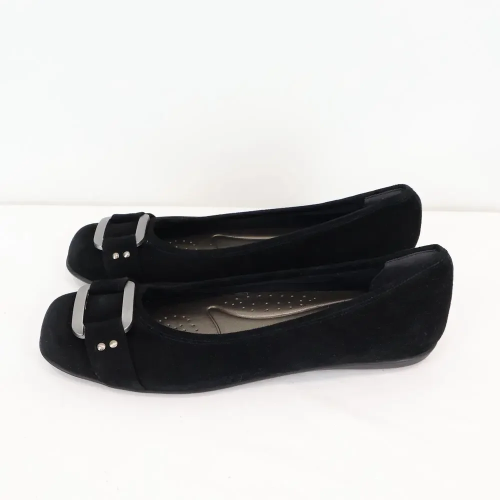 Trotters Sizzle Signature Flat Black Suede Flats Size 7